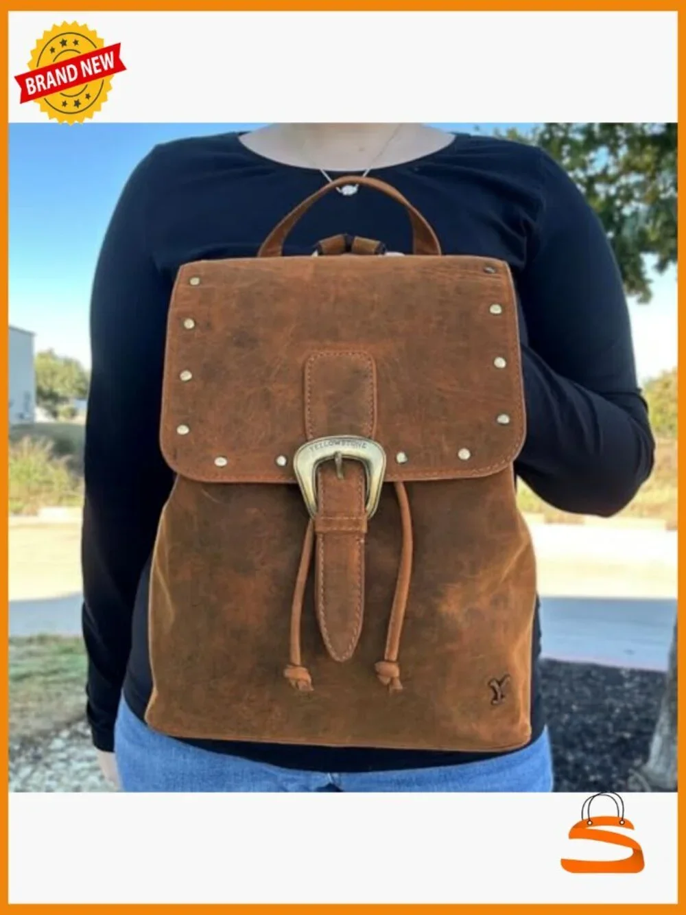 Officially Licensed Yellowstone Leather Backpack - Studded Western Daypack